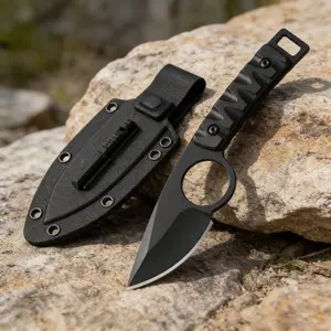 EDC Fixed Blade Survival Knife with Kydex Sheath, Tactical Hunting Knife for Camping Hiking, Outdoor Utility Knife with Serrated Edge, Durable Camping Gear for Men