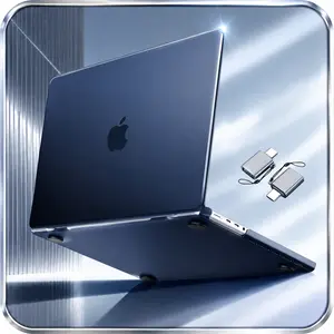 MOSISO MacBook Pro 14 inch Case M5 2026 M4 M3 M2 M1 2025-2021 A3427 A3426 A3434 A3112 A3185 A3401 A2918 A2992 A2779 A2442 3 in 1 Kit Anti-Fingerprints Hard Shell Midnight Blue Laptop Cover Ventilated Cover with Bonus Type-C Adapters