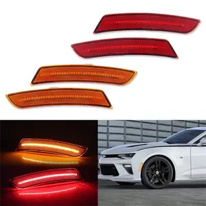 4PCS Amber Front & Red Rear LED Side Marker Lights For Chevy Camaro 2016 2017 2018 2019 2020 2021 2022 2023 Replace OEM 23169181, 23169182, 23126885, 23126884 ﻿