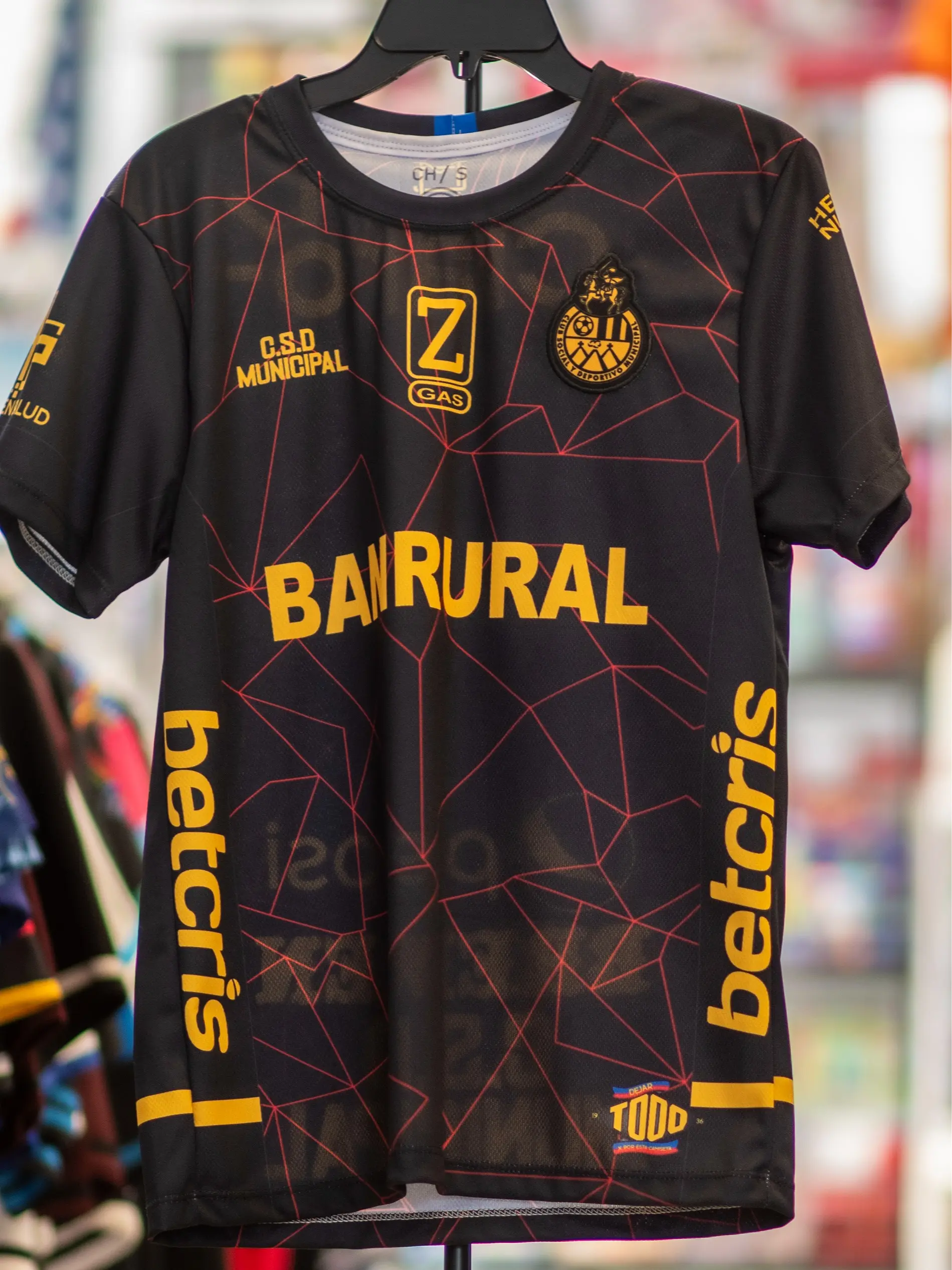 C.S.D Municipal Red Team Casual Sports Soccer Jersey, Black Professional Sports Clothing, Casual Sports Jersey, Soccer Jerseys