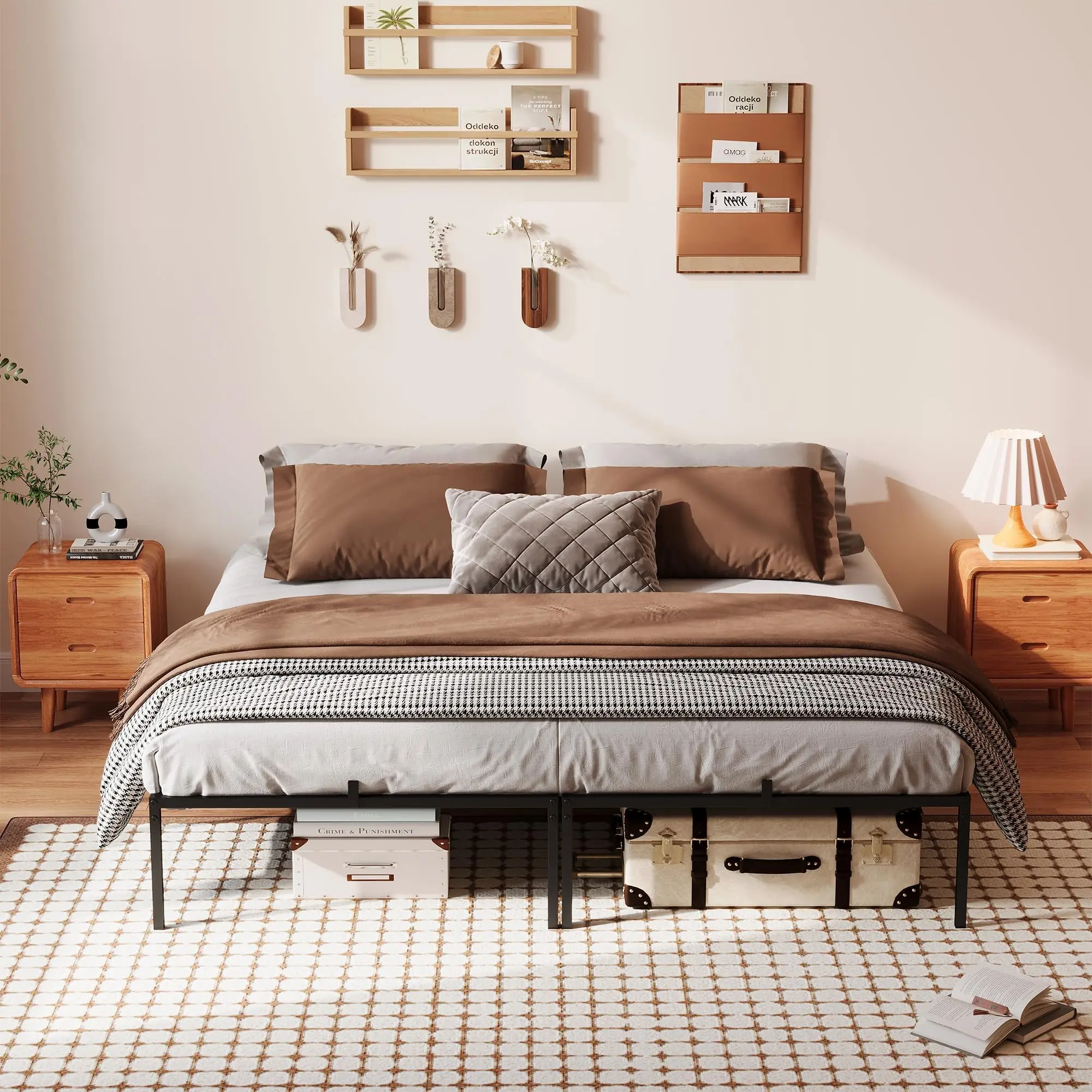 Bed Frame, Heavy Duty Steel Platform with Sturdy Slat Support, Noise Free Mattress Foundation, No Box Spring Needed, Easy Assembly for Bedroom Guest Room