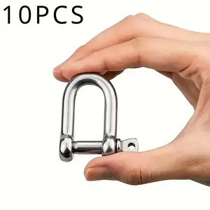 10pcs M6 Metal D-Type Shackle Heavy-Duty D-Ring Shackle Lock Clip Is a Multi-Purpose Hardware Accessory for Construction Rigging, Vehicle Towing, Binding And Suspension