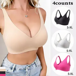 1PCS Seamless, wire-free, comfortable, push-up bra with thin straps, suitable for everyday women's wear.