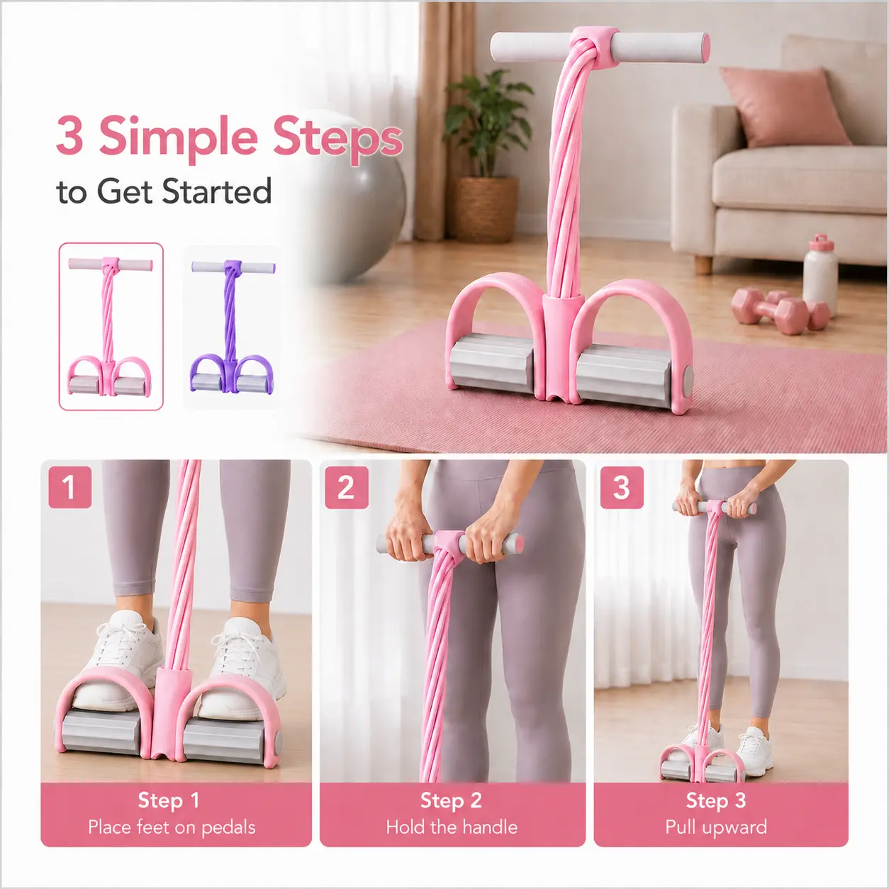 Yoga Elastic Resistance Band, Stretching Pedal Puller Trainer, Portable Home Fitness Accessory for Leg Arm Body Exercise