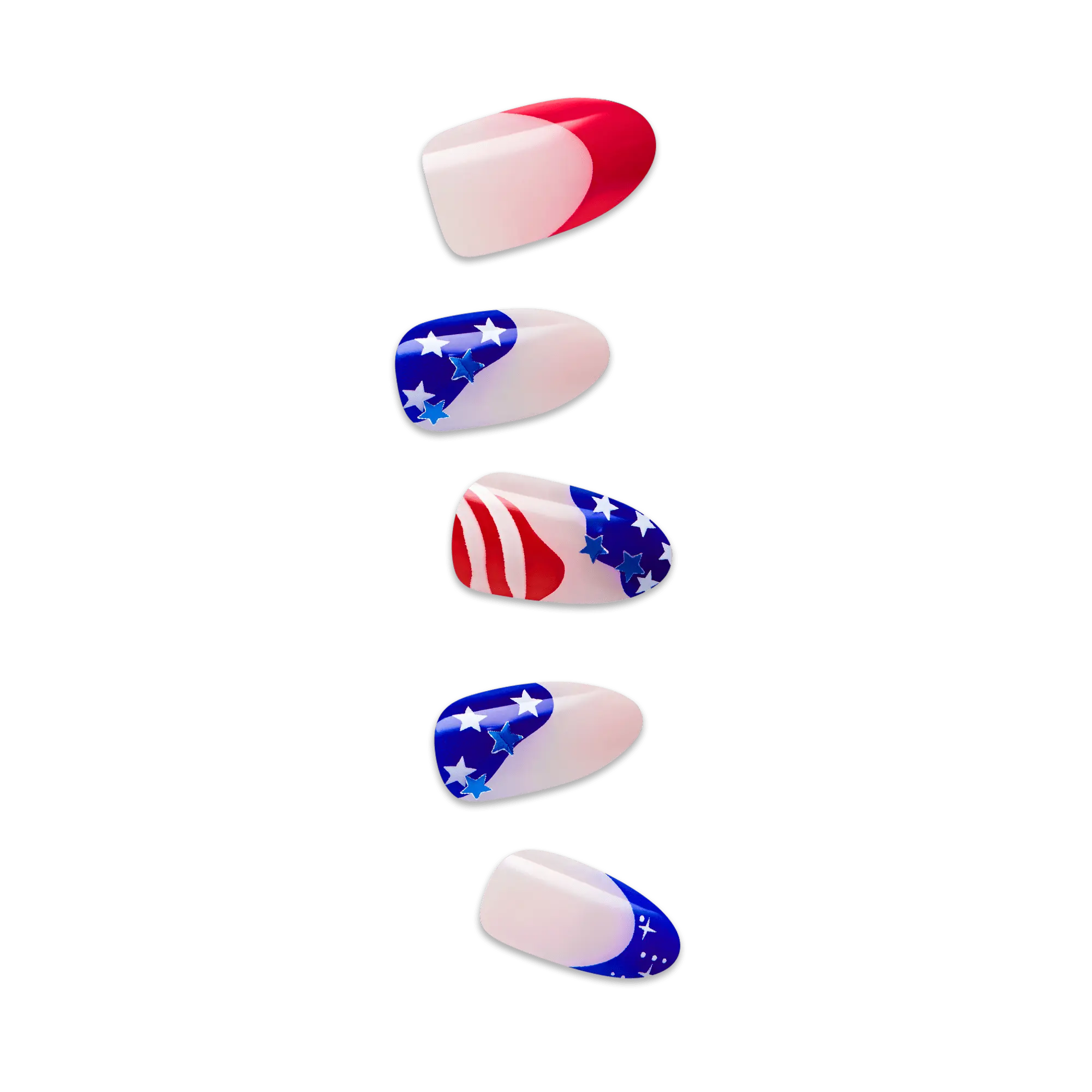 Impress Design No Glue Fake Press On Nails - Forever Fling | French Design, Multicolor, Medium, Almond, Manicure