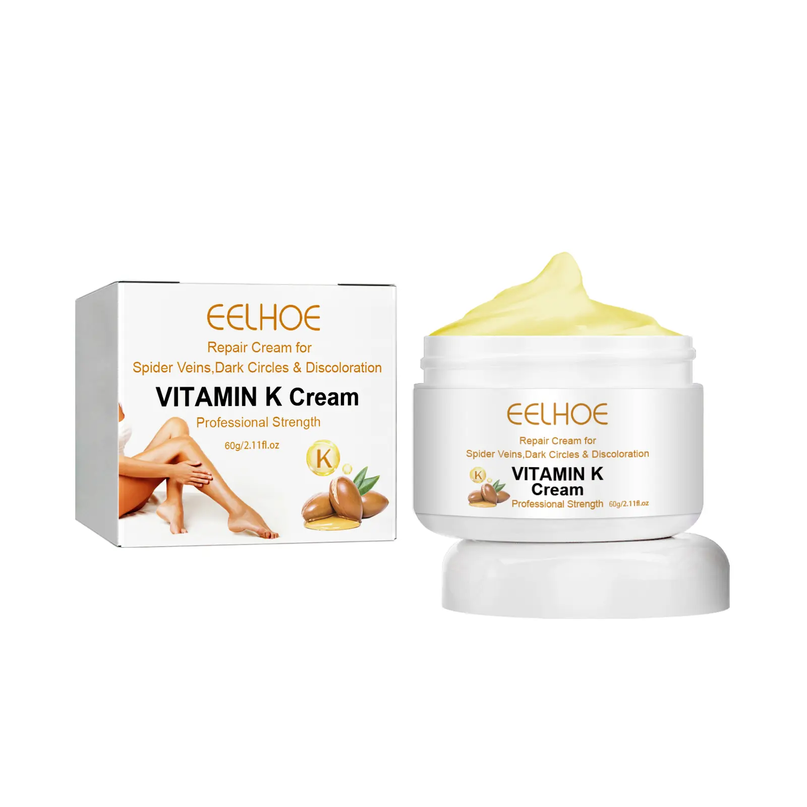 EELHOE Vitamin K Cream for Bruise Healing Varicose Veins Spider Vein Treatment and Redness Relief on Face Legs and Nose
