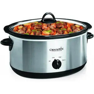 Crock-Pot 7 Quart Oval Manual Slow Cooker, Stainless Steel (SCV700-S-BR) - Versatile Cookware for Large Families or Entertaining