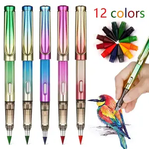New Eternal Pencil 12 Colour Art Drawing Pencil Infinite Writing Technology Inkless Erasable Marker Pen Kawaii Stationery