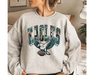 Vintage Eagles Sweatshirt  Retro Football Hoodie  American Eagle Graphic Sweater  Game Day Crewneck