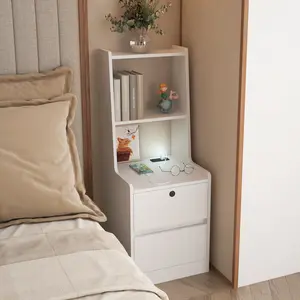 Metro Nightstand with Charging Station in White Finish