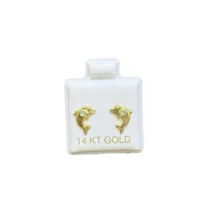 14k Gold Dolphin Earrings - Elegant and Durable