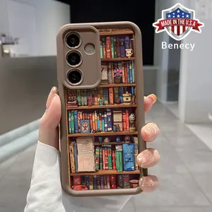 Case Compatible with Galaxy S23 Ultra S24 Plus S25 S22+ Cartoon Bookshelf Pocket-Friendly Shockproof Silicone Protective Softcase