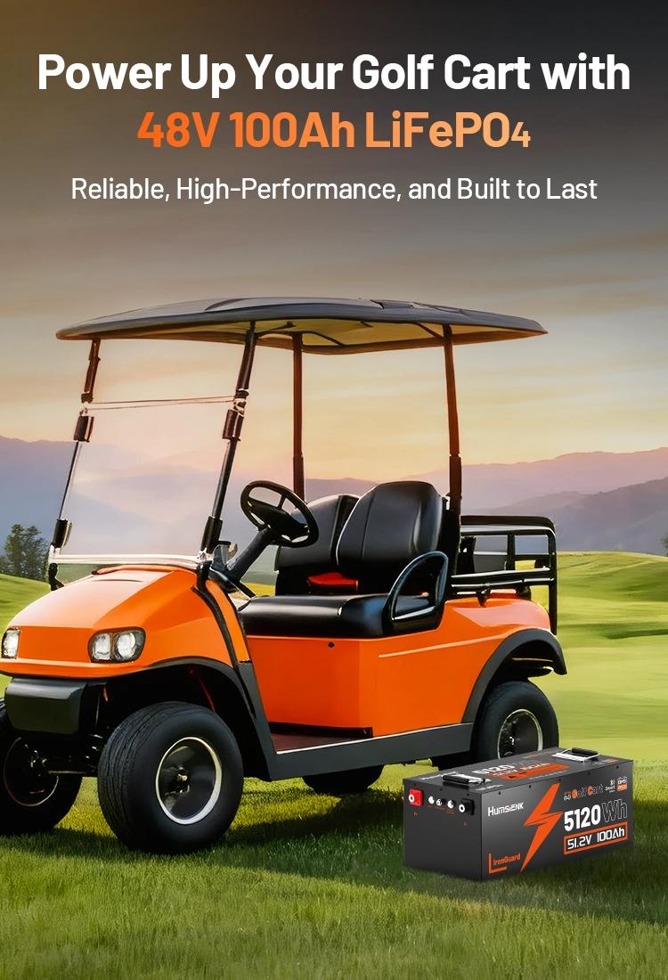 【Summervibes】【Iron】Humsienk 48V 100Ah LiFePO4 Bluetooth Battery for Golf Cart, Metal case defends, Built-in 200A BMS, 50+ Mile Range for RV, Solar Marine, Off-grid Digital Power Display