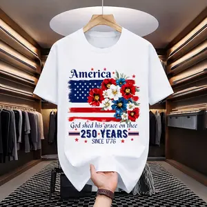 America 250 Years Since 1776 Graphic T-Shirt, Soft Cotton Unisex Tee, Patriotic Floral USA Shirt, Independence Celebration Outfit, Fourth of July Fan Merch Gift