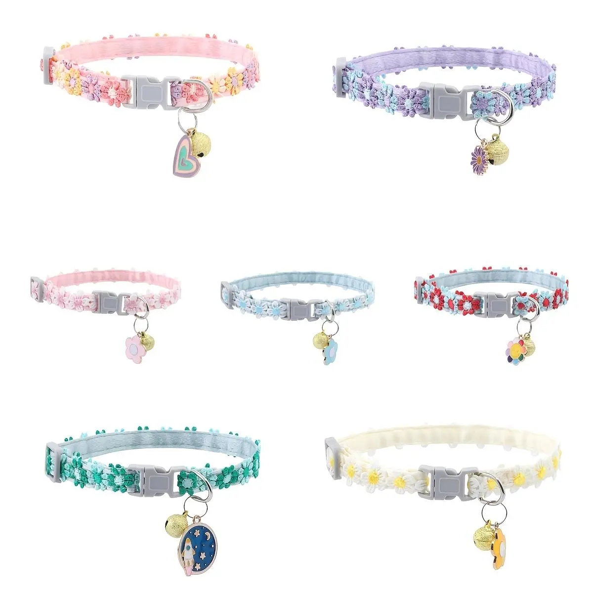 Adjustable Water-Soluble Lace Cat Collar Suitable for Small Pets - Lace Collar with Flower Patterns, Soft Collar for Kittens, Puppies, Rabbits, Hamsters - & Removal for Tags & Devices