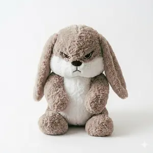 The Viral "Grumpy Rabbit" from TikTok Shop - Your best night watchman  12" Extra Soft Angry Rabbit Plush El "Conejo Gruñón" Viral de TikTok Shop - Tu mejor guardián nocturno  Peluche de Conejo Enojado Extra Suave de 12"