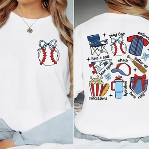 Play Ball Baseball Bow T-Shirt, Girly Coquette Sports Tee, Game Day Baseball Mom Shirt, Aesthetic Baseball Lover Gift, Team Spirit Ribbon Top