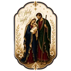 Holy Night, Holy Family Christmas Sign, DBJ-W-0003-DH, 22in door hanger