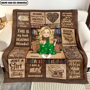 Personalized Book Lover Blanket, Warm Soft Blanket For Women, Custom name blanket for Girl, Gift For Her