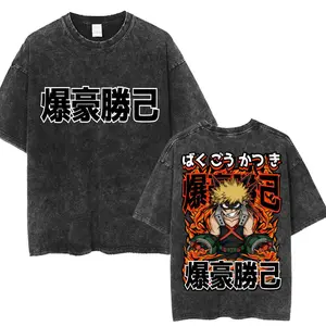 Washed Vintage Anime My Hero Academia Academia T Shirt Eraser Head Aizawa7 Shouta T-shirt Men's Cotton Casual Oversized T-shirts