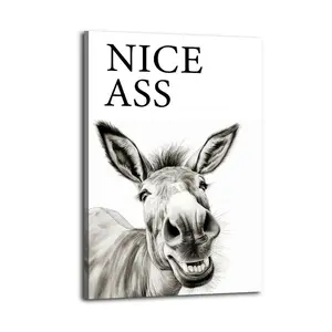 Funny Bathroom Donkey Canvas Aesthetic For The Bedroom Wall Sitting Room Dormitory Wall Office Wall Poster Decorative Painting Canvas Wall