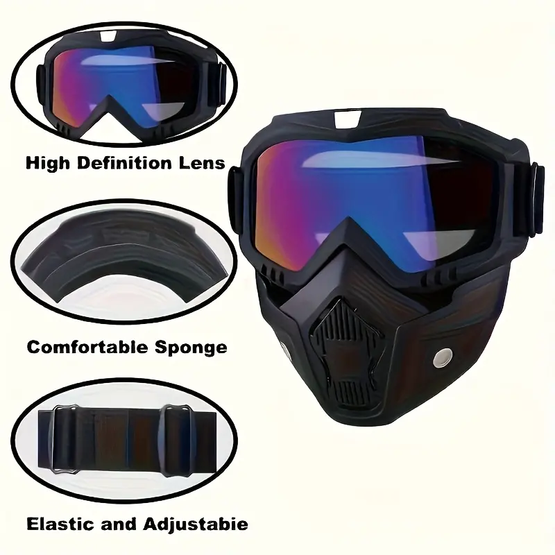 A Full-face Goggle with Anti-fog High-definition Lenses, a Detachable and Adjustable Ski Mask, and a Comfortable Handyman mask Sponge Pad - Made of Plastic Yard Work A Full-face Goggle with Anti-fog High-definition Lenses, a Detachable and Adjustable Ski Mask, and a Comfortable Handyman mask Sponge Pad - Made of Plastic Yard Work