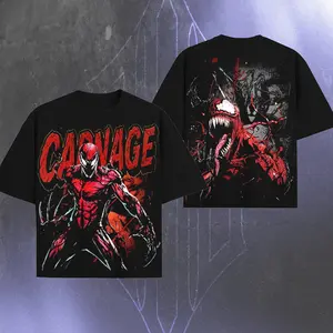 Let There be Carnage Symbiote - MCU Spidey verse Edition Double Printed Oversize Lightweight Tee TV series Vintage Graphic Design Top Cotton Comic Superheroes Streetwear T-Shirt Clothes Menswear Womenswear.