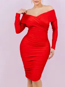 Quinn Red Dress Off Shoulder