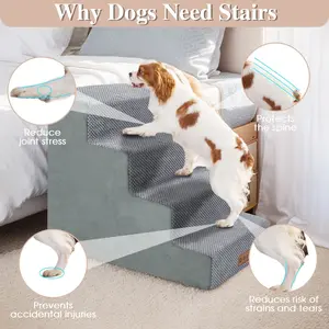 Pet Bed Ladder, 3/4/5 Tier Pet Stairs, Non-Slip Pet Ramp for Small Dogs Cats, Stable Pet Staircase for Sofa High Beds, Elderly Cat Dog Slope