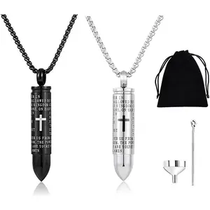 2PCS Urn Necklaces for Ashes, Cremation Necklack for Ashes, Urn Necklaces for Ashes for Women Men, Cremation Jewelry Locket Stainless Steel Keepsake Waterproof Memorial Pend-