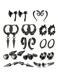 Punk Style Stainless Steel Earrings, Stud Earring Jewelry, Fashionable Hoop Earrings, Hoop Earring Sets, Fashionable Earrings for Women & Men, Trendy All-match & Exquisite Jewelry for Birthday Gift, Screw Back Earrings