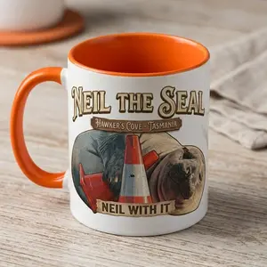 Neil The Seal Accent Coffee Mug, Funny Tasmanian Seal Cup, Animal Lover Gift, Neilded It Ceramic Mug  - scs18376