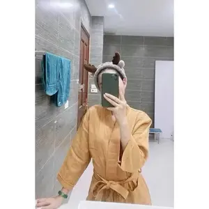 Luxury Waffle Weave Bathrobe 100 Percent Cotton Breathable Spa Quality White One Size