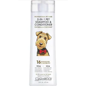 GIOVANNI Professional 2-in-1 Pet Shampoo & Conditioner - for Dogs & Cats, Oatmeal & Coconut, Helps Neutralize Odors, Deeply Cleanses, Silkens, Controls Static - 16 oz