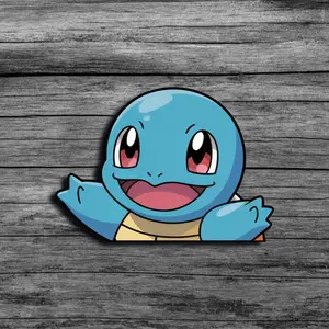 Squirtle Vinyl Peeker Sticker, Anime Decal Sticker, Vinyl waterproof sticker, Gift for Game lovers