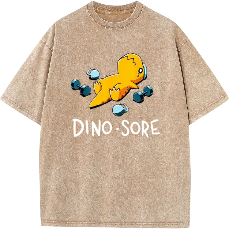 Funny Dino Sore Dinosaur Workout Gym Fitness Lifting T-Shirt | Unisex Style, Casual Hip Hop, Crew Neck, Regular Fit, All-season, Vintage Style, Drawing Pattern Menswear Prints