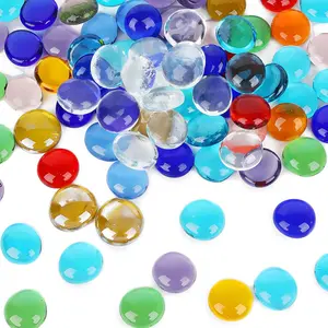 1LB Decorative Flat Marbles, Mixed Colors Glass Pebbles Beads for Vases Fillers Aquarium Fish Tank Rocks DIY Crafts Table Scatter Decor