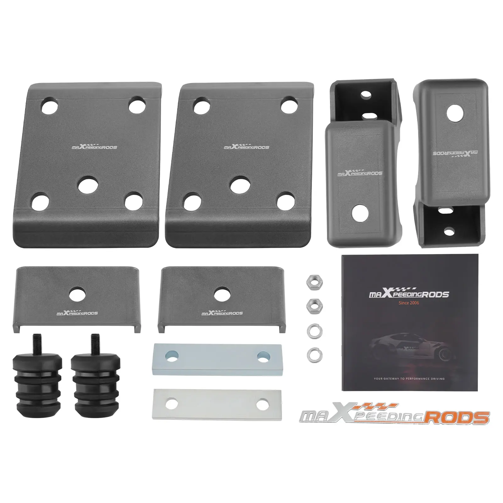 MAXPEEDINGRODS 6"-7" Rear Axle Lowering Drop Flip Kit - Rust-Resist Coat Bolt-On Replacement Part, Re-Uses Leaf Springs, Enhances Stability for Chevy Silverado GMC Sierra 1500 2WD (2007-2018)