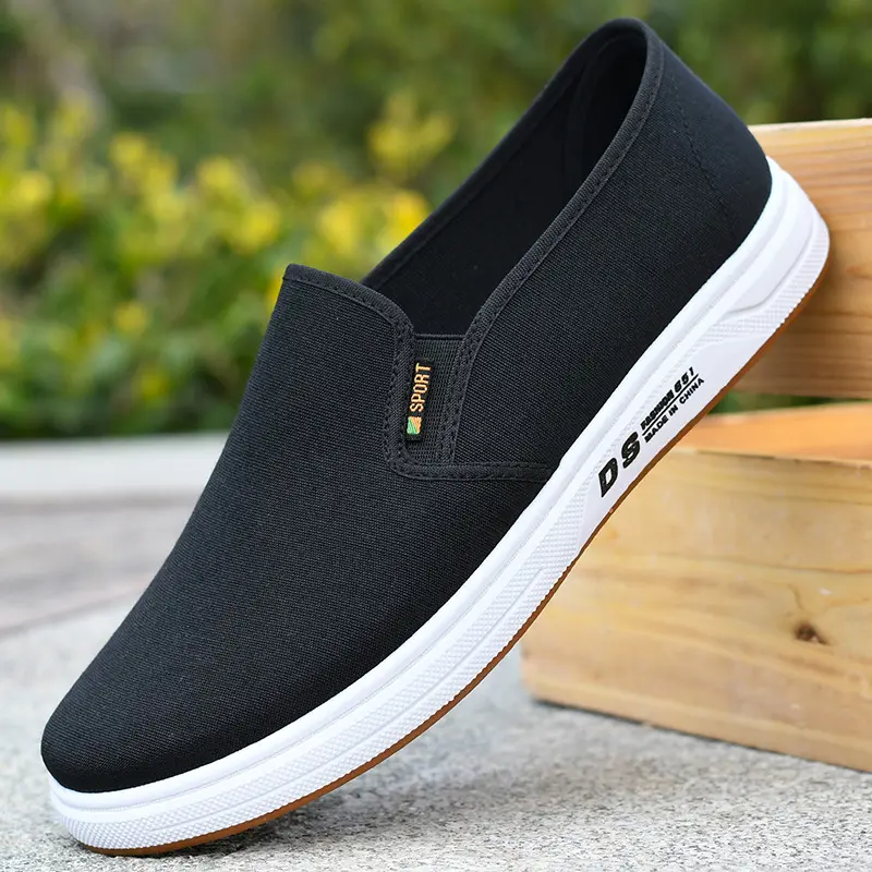 Men's casual single-leg work cloth shoes with breathable soft soles and canvas shoes made of pure cotton