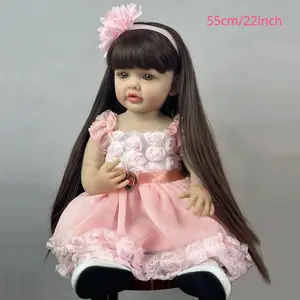 NDTOY 55cm Lifelike Silicone Princess Doll, 22in Newborn Soft Art Toy, Christmas Gift for Girls