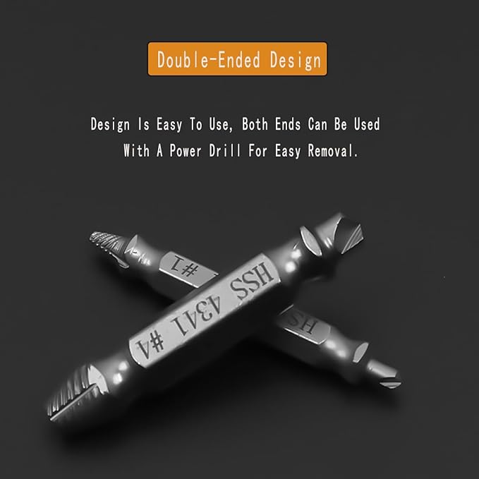 6pc Stripped Screw Extractor Kit – Damaged Bolt Remover Set with Case, Hardened Steel Broken Screw Extractor for DIY, Auto, Plumbing, Works with Drill or Hand Tools