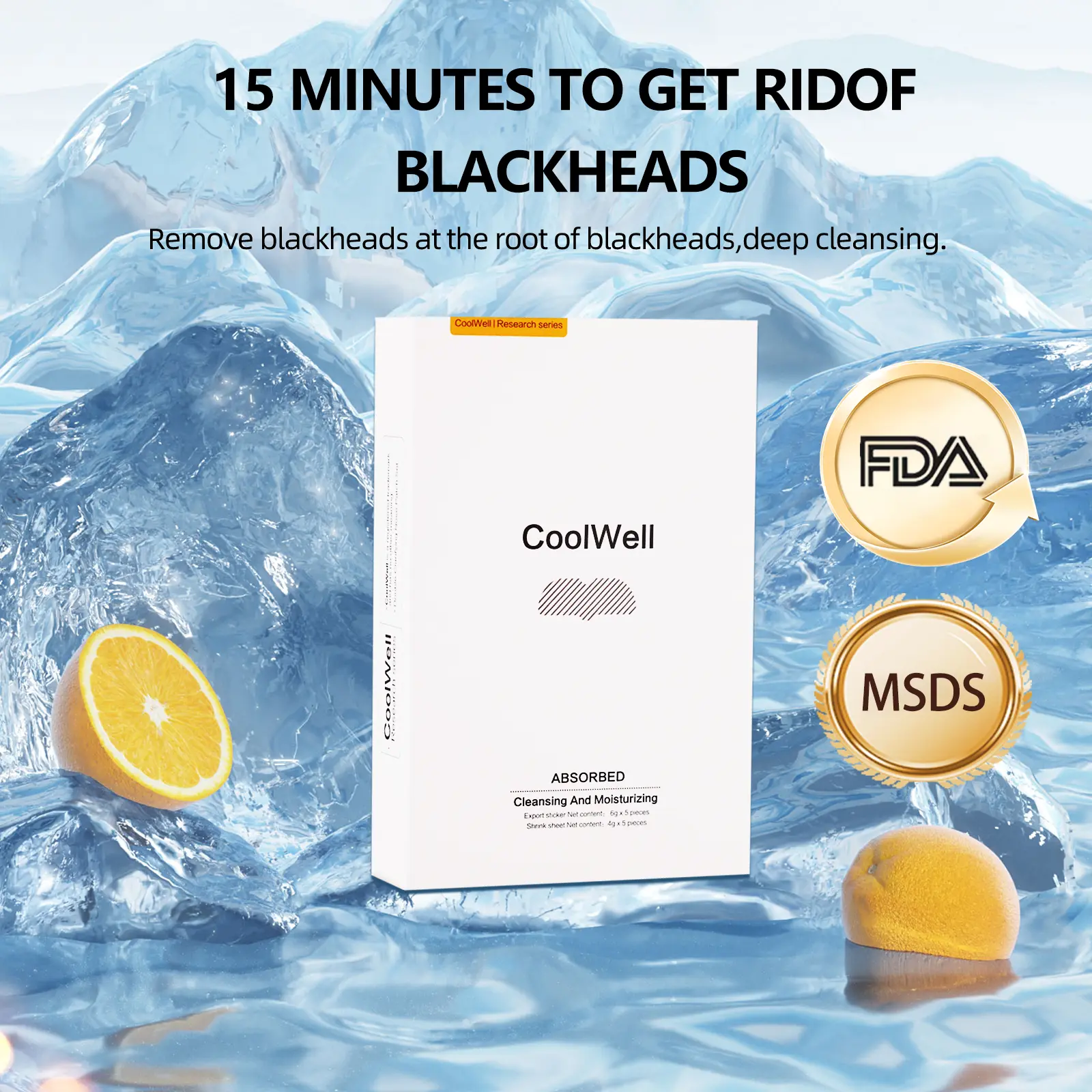 CoolWell Blackhead Nose Pore Patches Deep Cleansing Oil Control Nasal Mask Skin-Clearing for All Skin Types New Skin-Friendly Technology Skincare Nosestrips Hydrating & Moisturizing