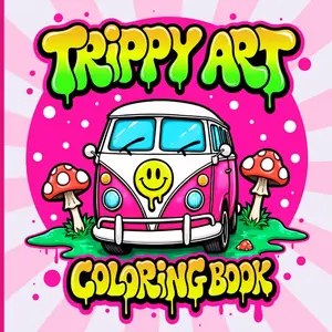Trippy Groovy Coloring Book for Adults: Psychedelic Art, Mushroom, Alien & Van Designs | 40 Unique Pages for Stress Relief & Creativity