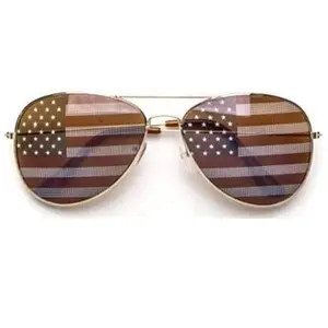 Kacamata Aviator USA Flag Lens untuk Pria