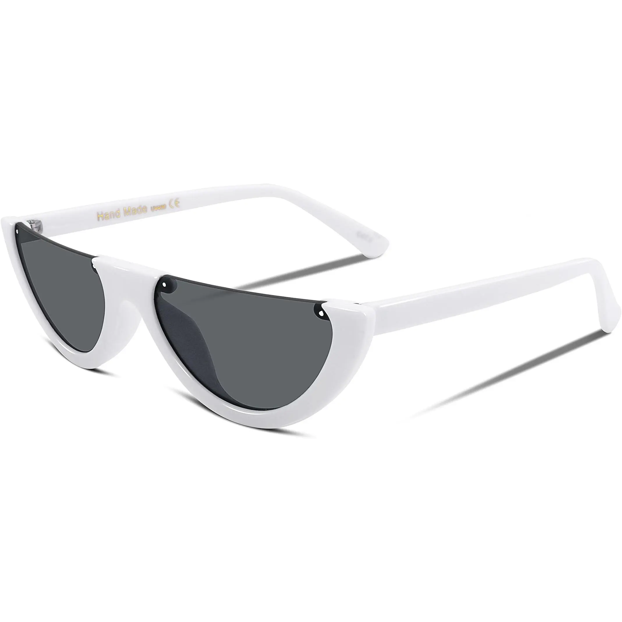 FEISEDY Women Crystal Cateye Sunglasses Half Frame Sparkling Trendy Retro Clout Goggles B2975