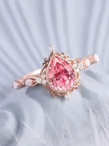 Waterdrop Artificial Zirconia Princess Ring, Cubic Zirconia Rings, Elegant Women's Stackable for Bridal and Everyday Wear, Perfect Birthday and Anniversary Gift