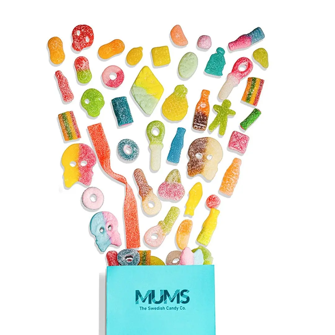 MUMS The Swedish Candy Co. Sour Swedish Mix With BUBS - Tangy Lip-Puckering Sourness & Chewy Flavor-Packed Punch - Irresistible Swedish Candy