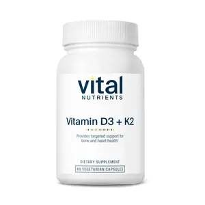 Vital Nutrients Vitamin D3 + K2 - 60 Vegetarian Capsules for Bone & Heart Health Support with Cholecalciferol & Menaquinone