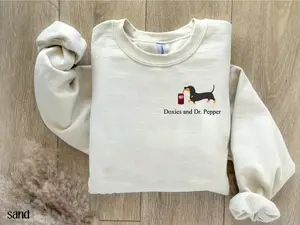 Doxies and Dr Pepper Sweatshirt, Retro Dachshund Lover Shirt, Wiener Dog Crewneck Shirt, Cute Dr Pepper Shirt, Gift for Dog & Soda Lovers