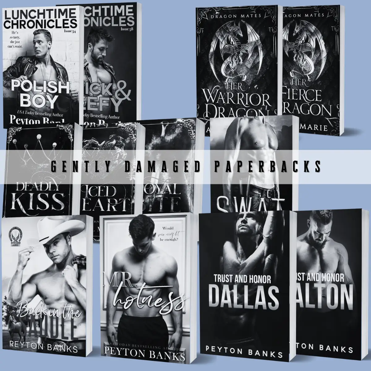 Gently Damaged Romance Paperbacks by Peyton Banks